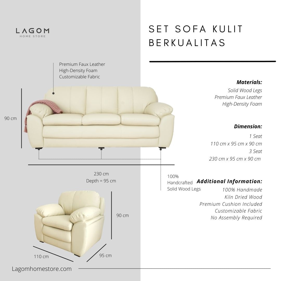 Set Sofa Kulit Berkualitas untuk Ruang Tamu Sofa Lagom Home Store Jati Furnitur Teak Furniture Jakarta