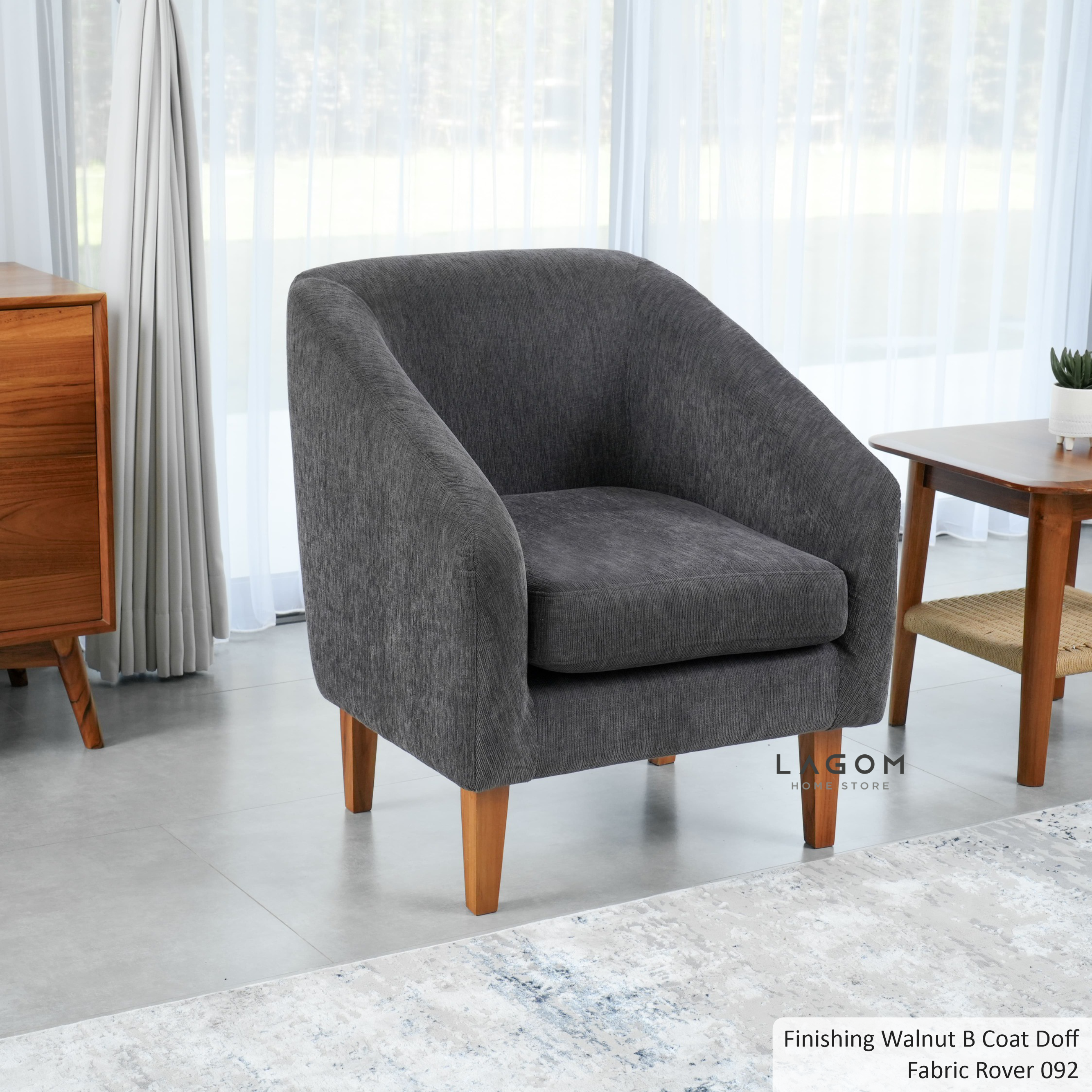 Single Sofa Premium dengan Frame Kayu Jati Sofa Lagom Home Store Jati Furnitur Teak Furniture Jakarta