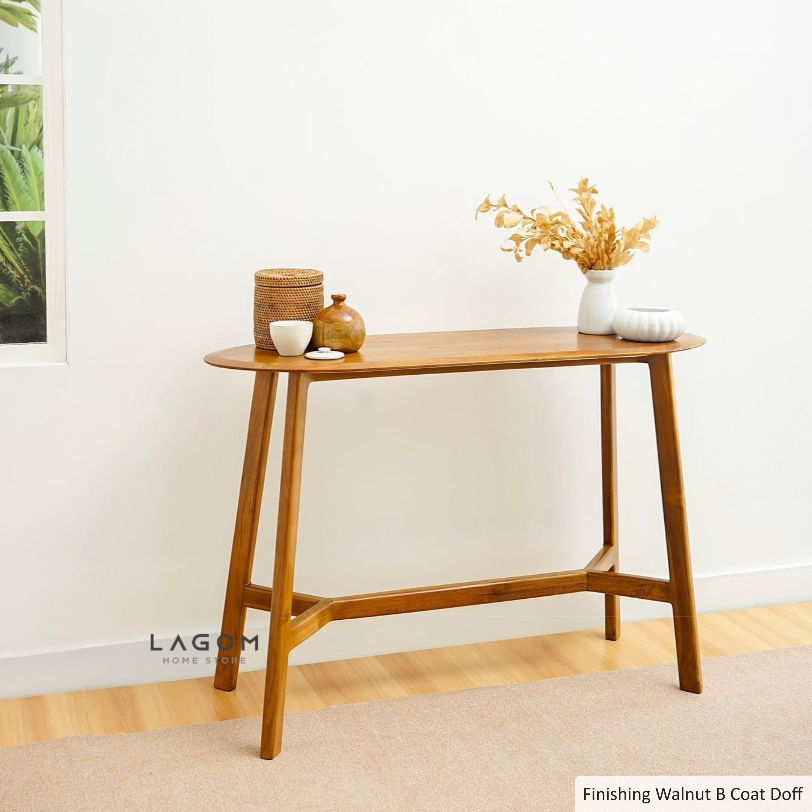 Sleek Oval Console Table in Premium Solid Teak Console Table Lagom Home Store Jati Furnitur Teak Furniture Jakarta
