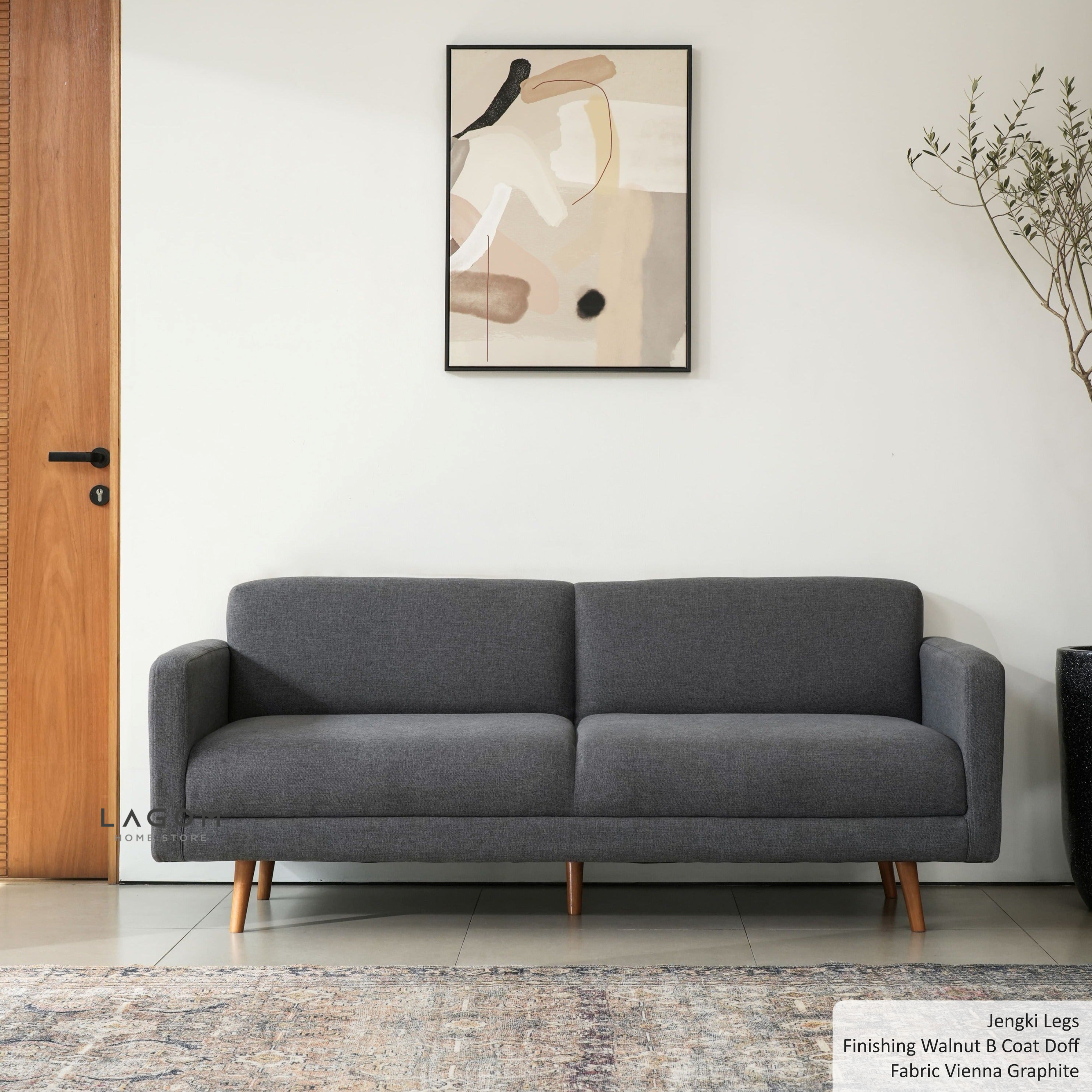 Sofa Double Seater dengan Frame Kayu Jati Sofa Lagom Home Store Jati Furnitur Teak Furniture Jakarta