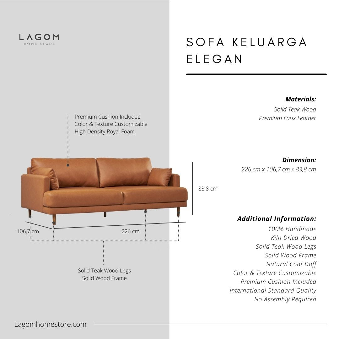 Sofa Keluarga Desain Elegan dari Kayu Jati dan Polyester Fabric Sofa Lagom Home Store Jati Furnitur Teak Furniture Jakarta