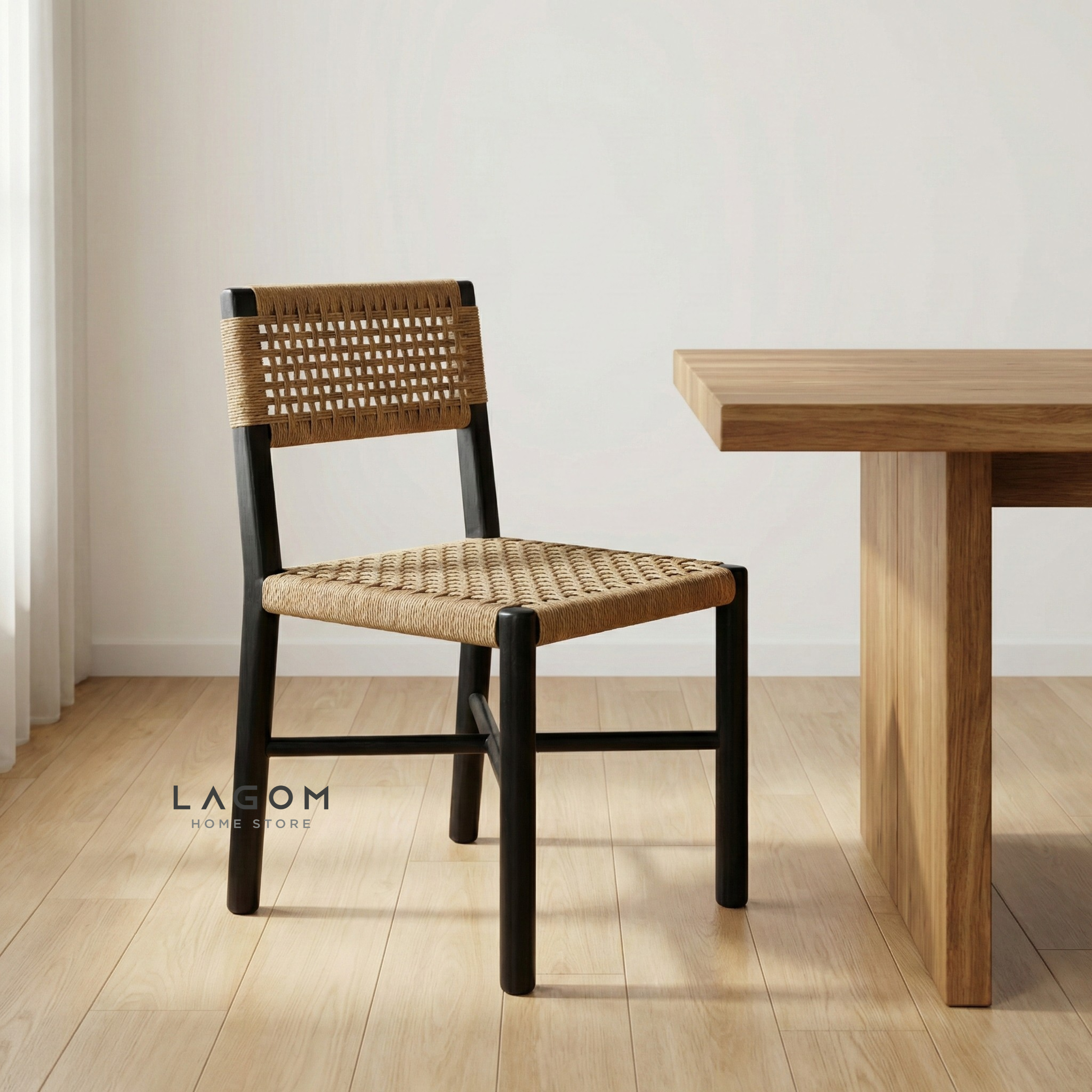 Solid Teak Chair with Handwoven Paper Loom Chair Lagom Home Store Jati Furnitur Teak Furniture Jakarta