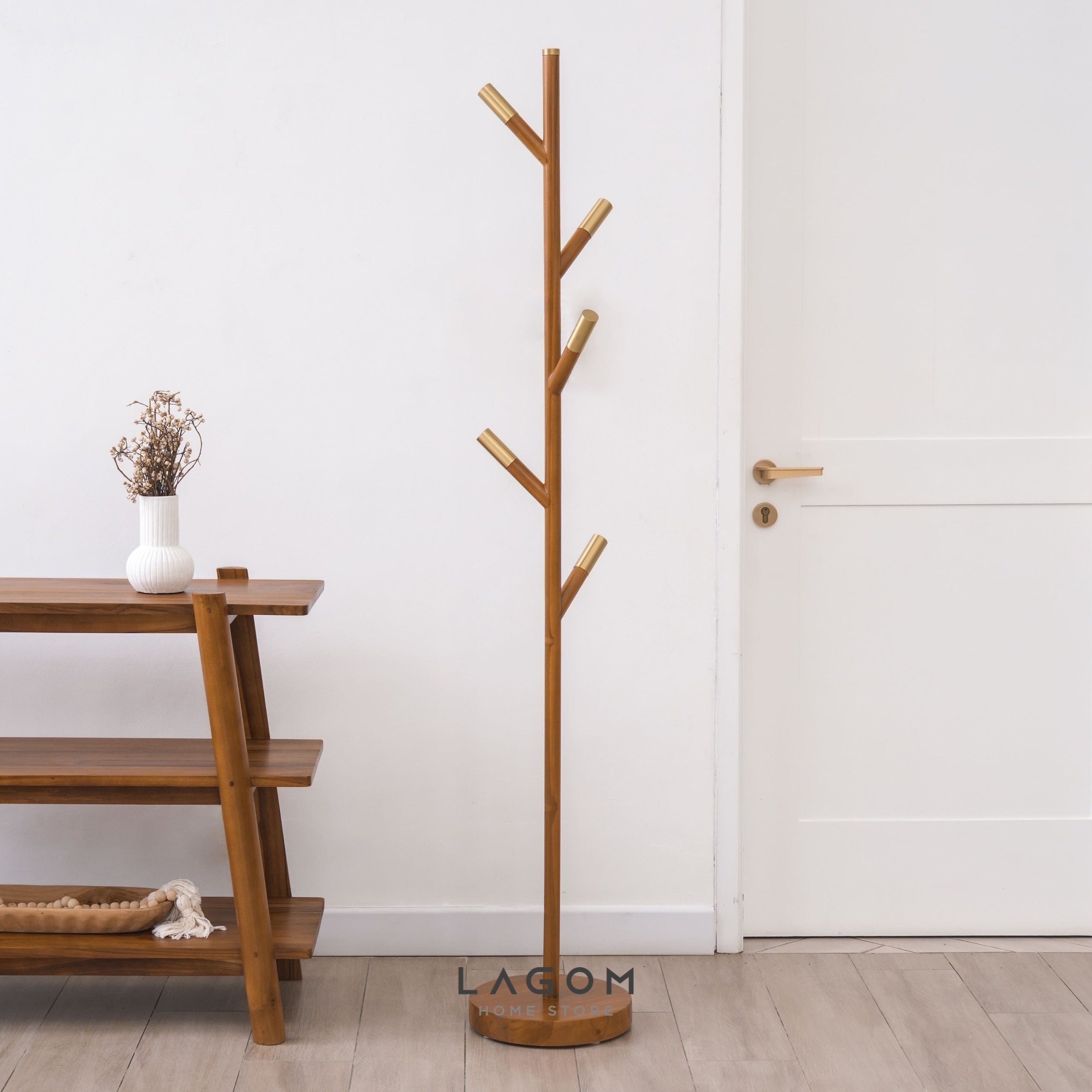 Standing Coat Hanger Ranting dari Kayu Jati Standing Coat Hanger Lagom Home Store Jati Furnitur Teak Furniture Jakarta