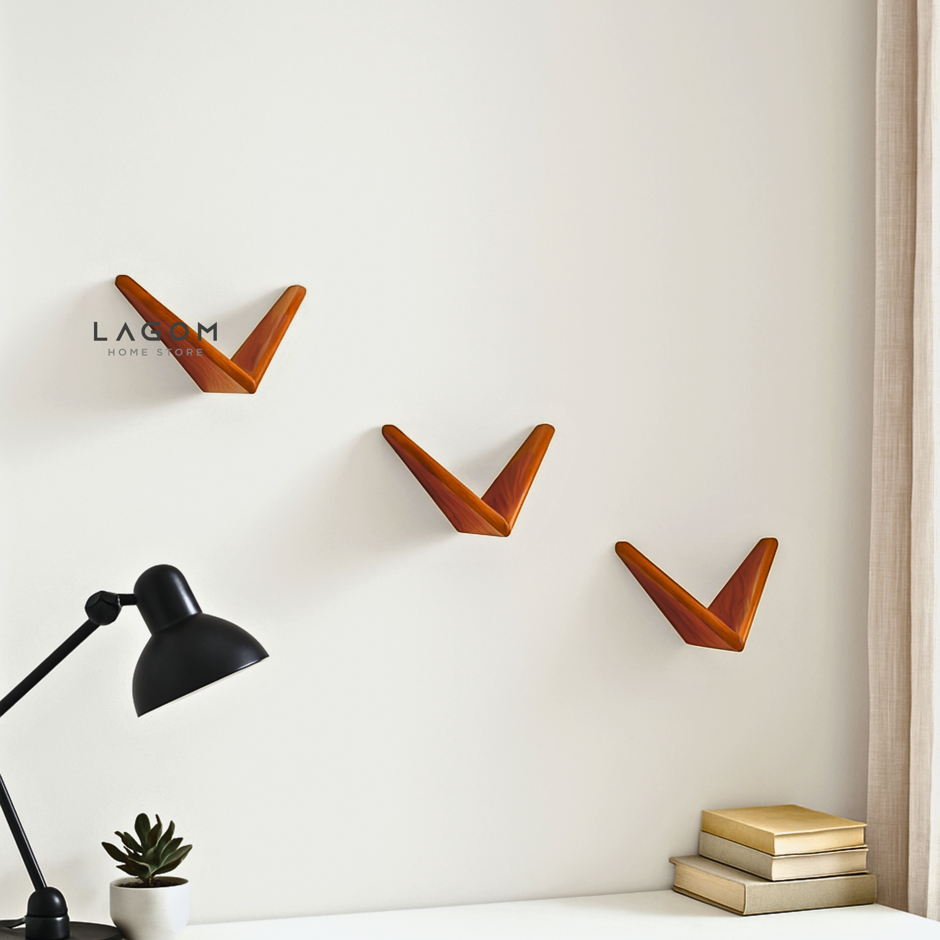 Teak Butterfly Shelf Set (Set of 4, 8 or 12) Wall Shelf Lagom Home Store Jati Furnitur Teak Furniture Jakarta