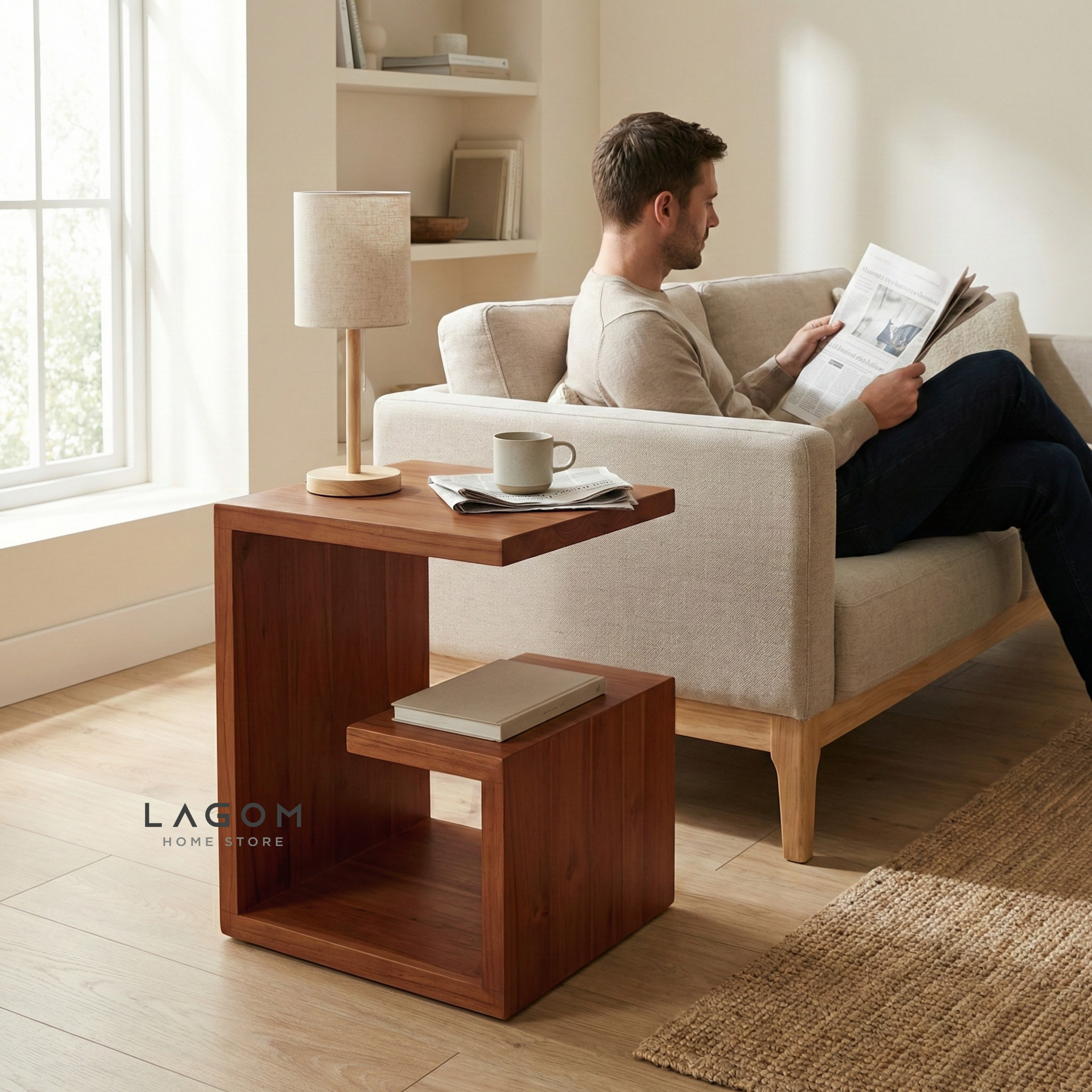 Teak Geometric Side Table Side Table Lagom Home Store Jati Furnitur Teak Furniture Jakarta