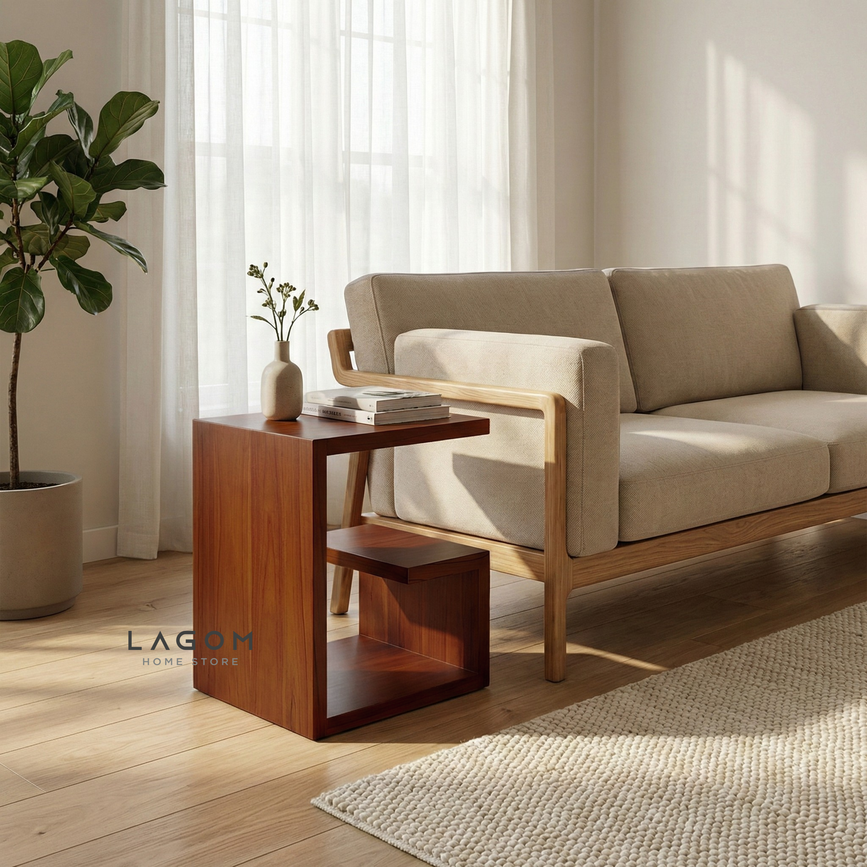 Teak Geometric Side Table Side Table Lagom Home Store Jati Furnitur Teak Furniture Jakarta