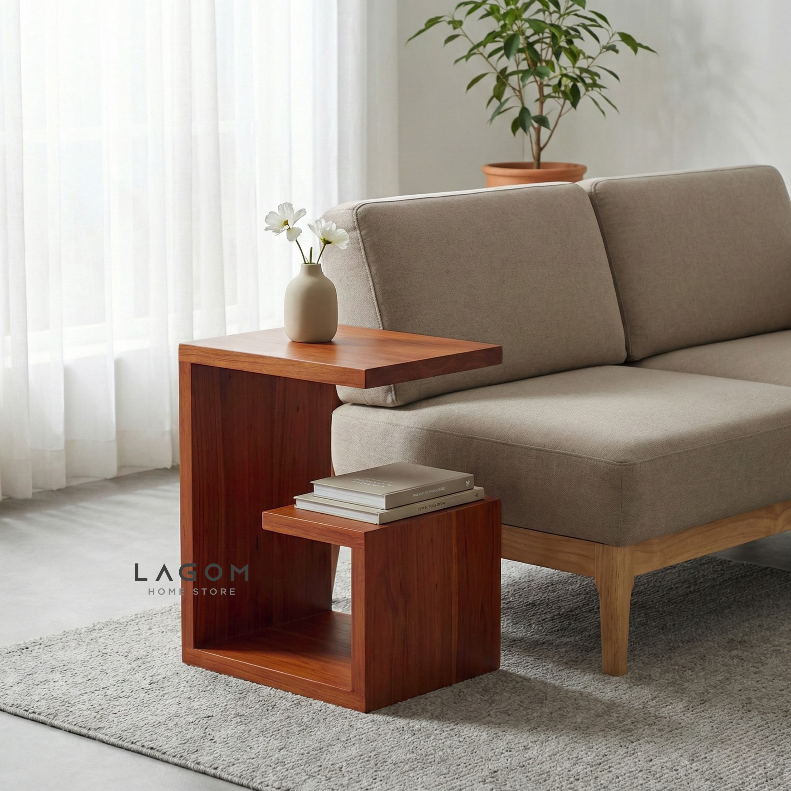 Teak Geometric Side Table Side Table Lagom Home Store Jati Furnitur Teak Furniture Jakarta