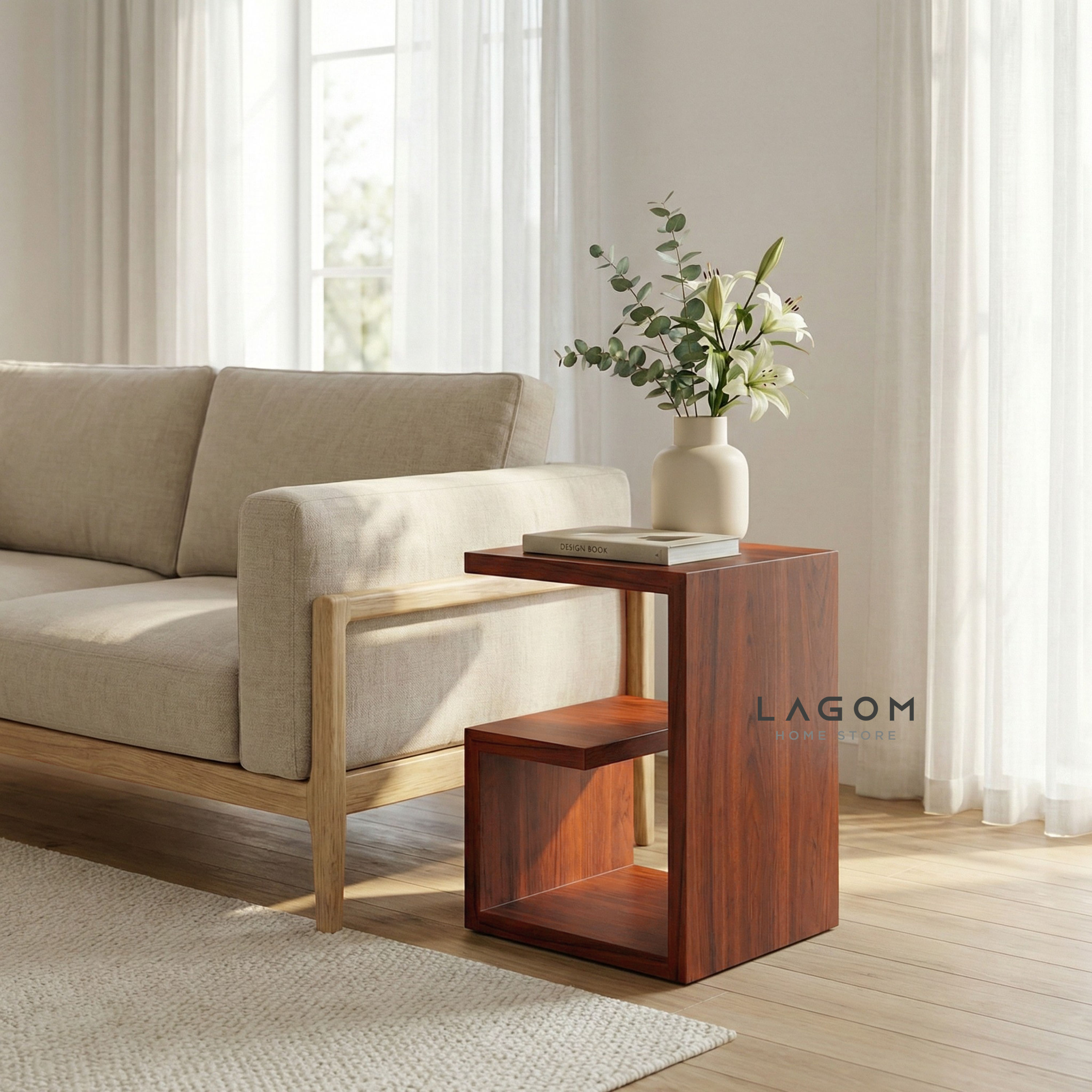 Teak Geometric Side Table Side Table Lagom Home Store Jati Furnitur Teak Furniture Jakarta
