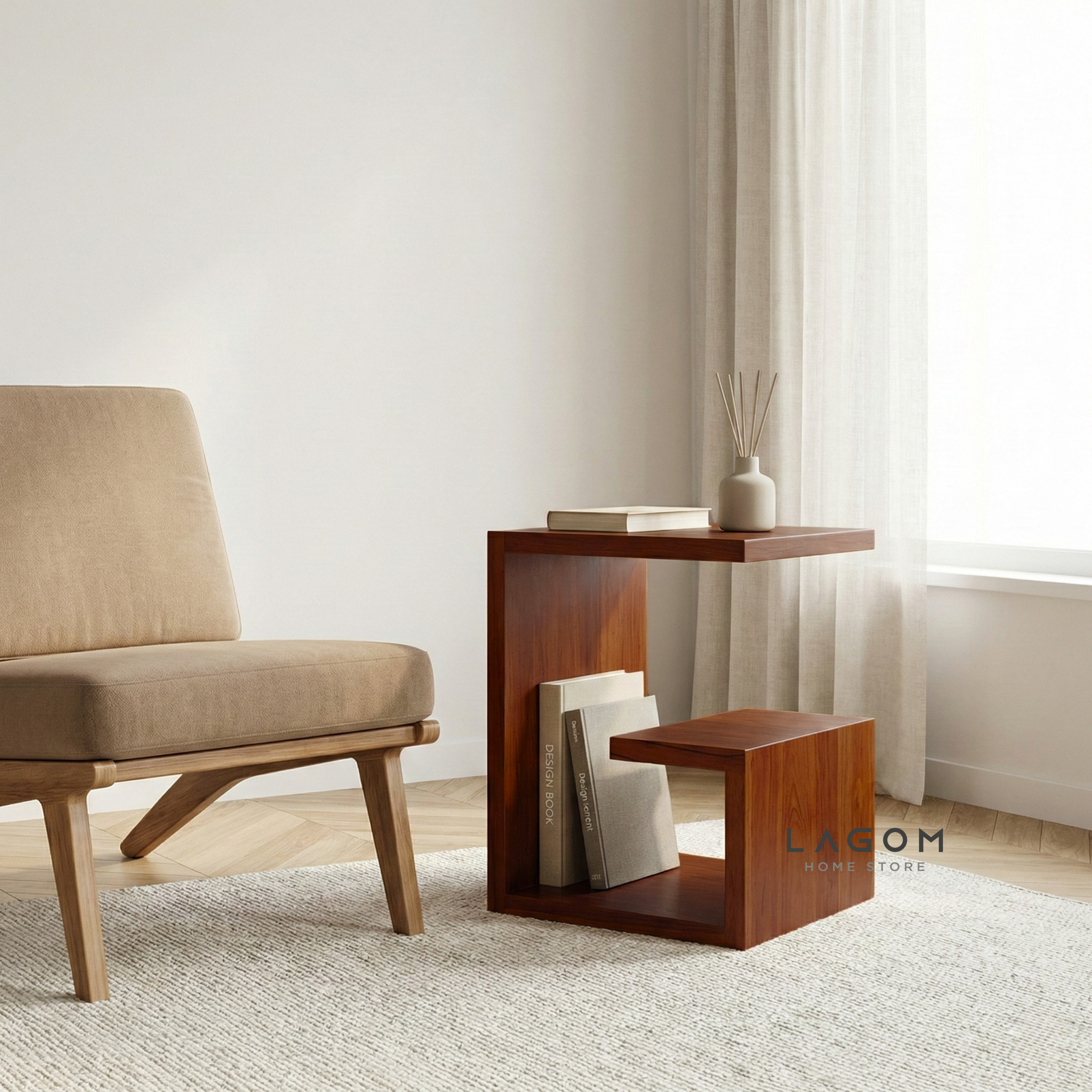 Teak Geometric Side Table Side Table Lagom Home Store Jati Furnitur Teak Furniture Jakarta