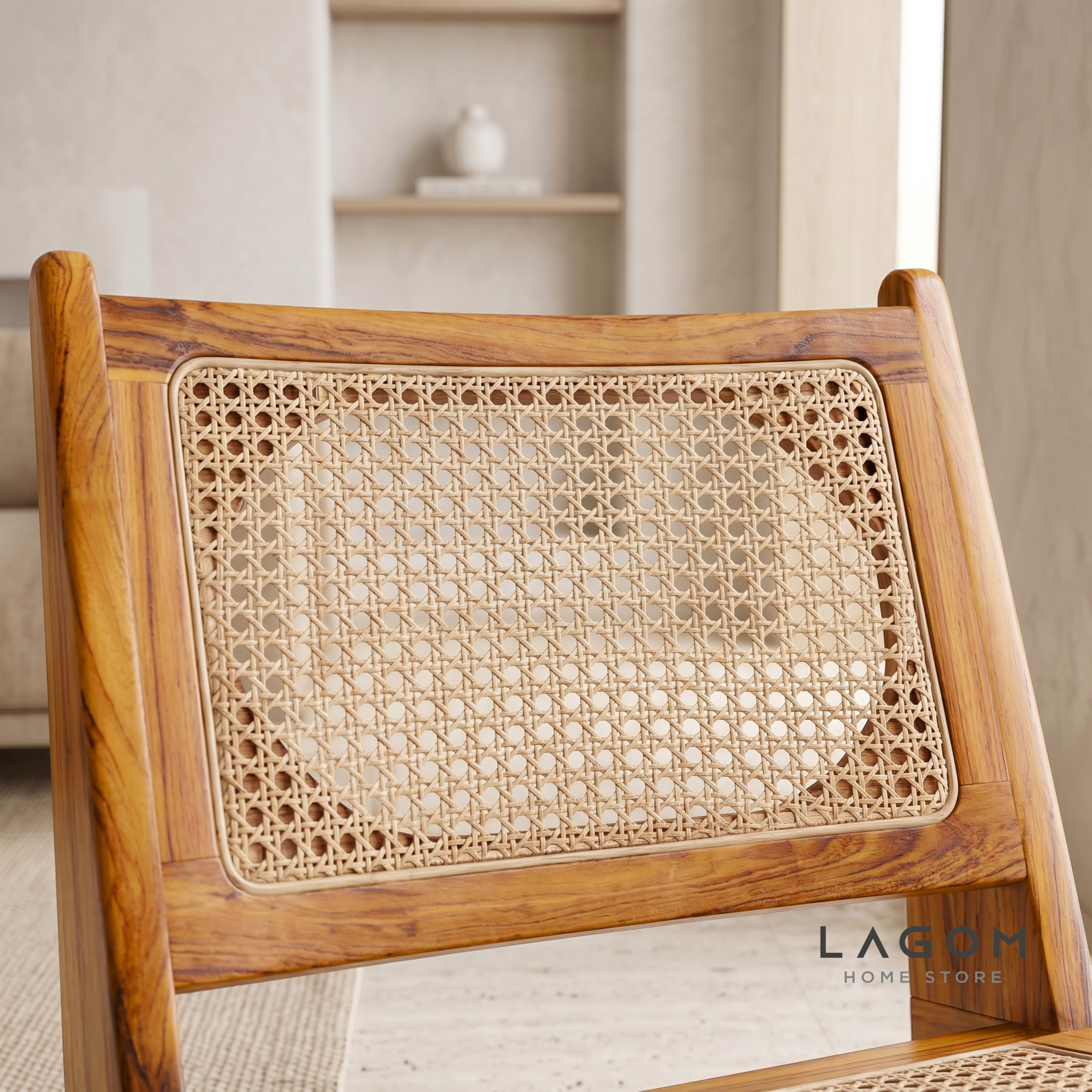 Teak & Rattan Lounge Chair for Indoor & Semi-Outdoor Spaces Chair Lagom Home Store Jati Furnitur Teak Furniture Jakarta