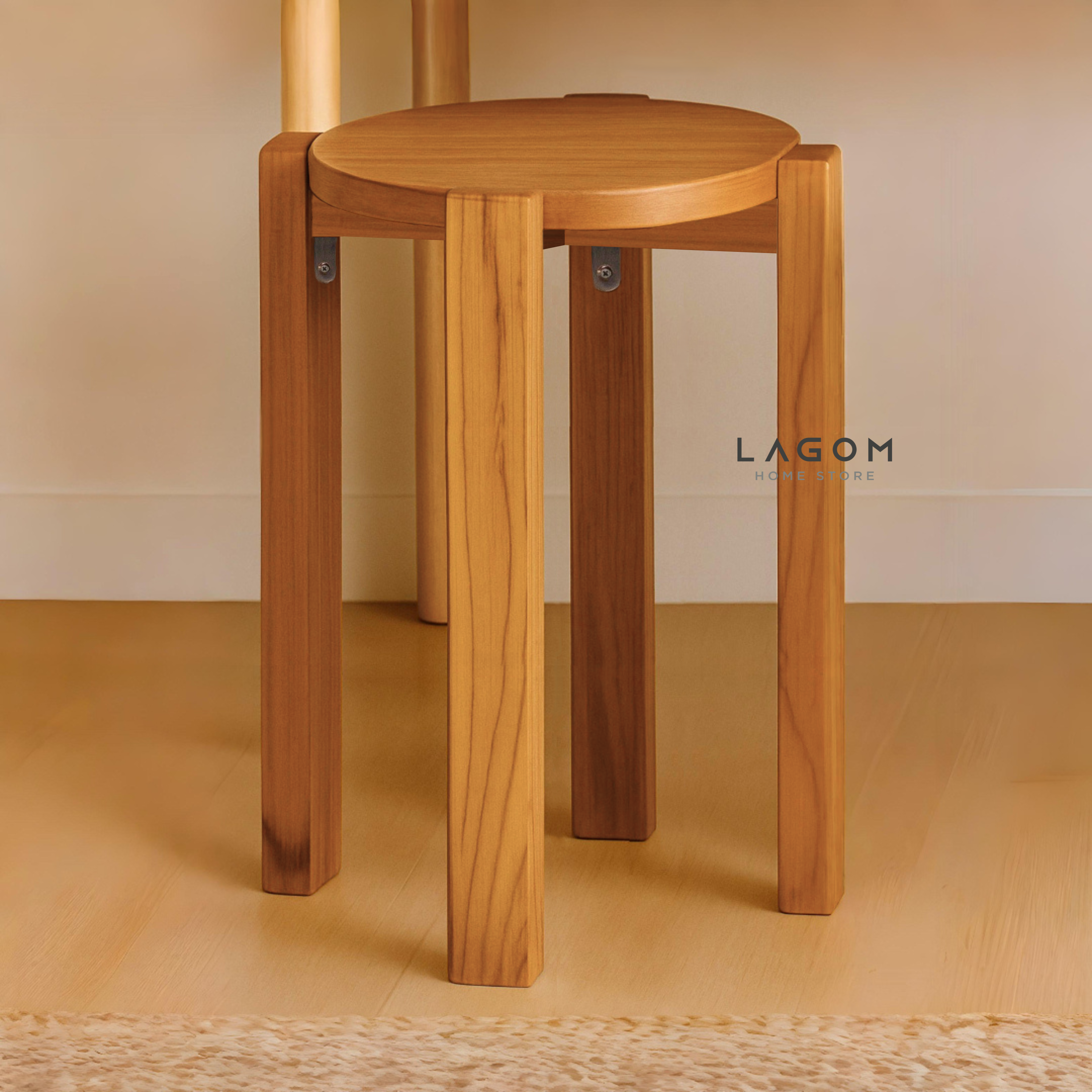 Teak Stackable Stools - Set of 4 Stool Lagom Home Store Jati Furnitur Teak Furniture Jakarta