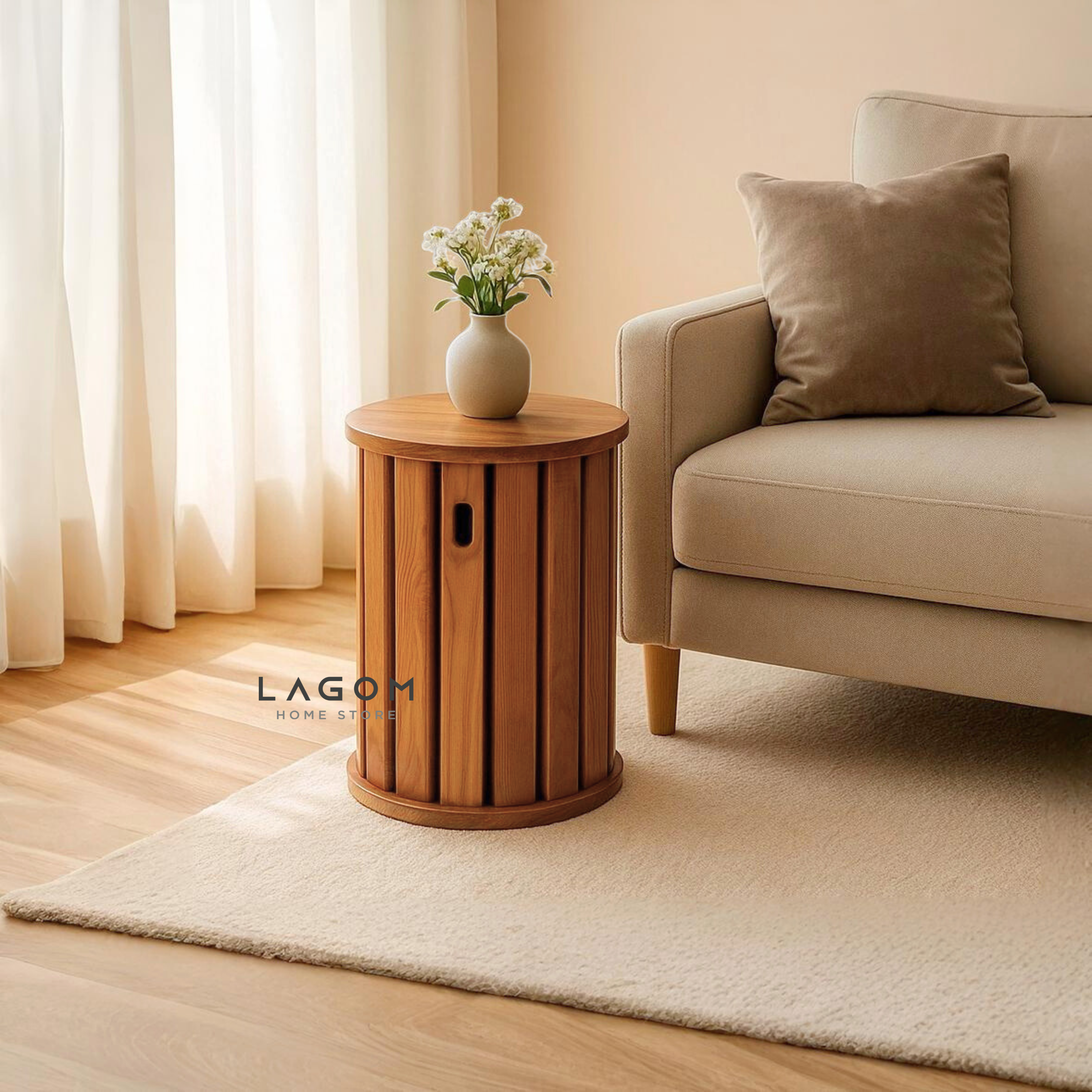 Teak Stackable Stools - Set of 4 Stool Lagom Home Store Jati Furnitur Teak Furniture Jakarta