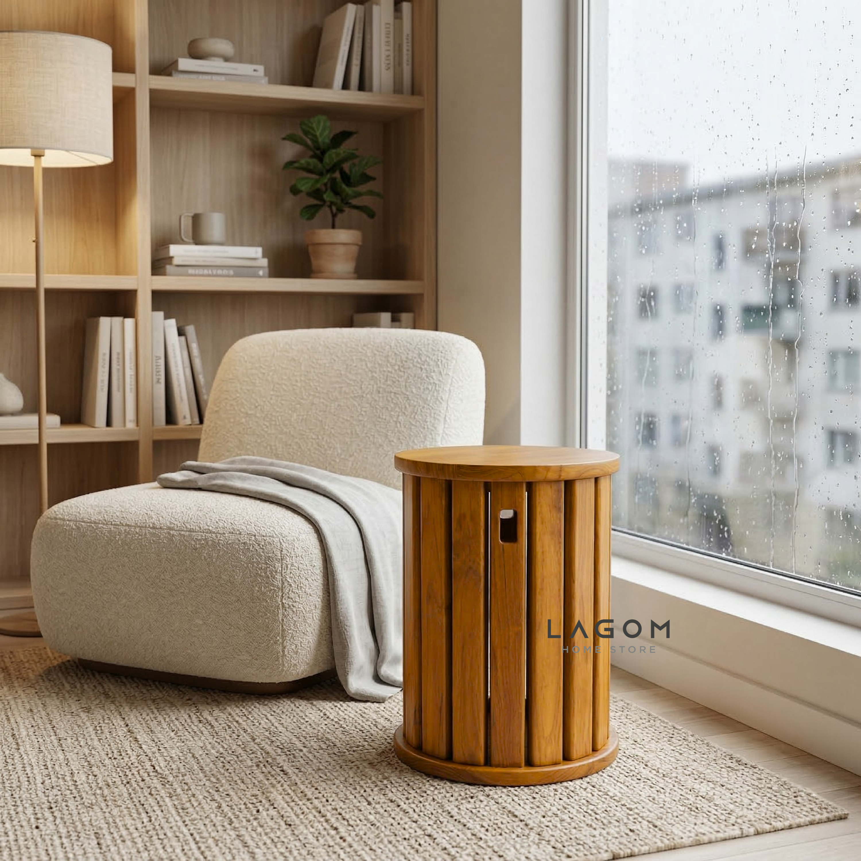 Teak Stackable Stools - Set of 4 Stool Lagom Home Store Jati Furnitur Teak Furniture Jakarta