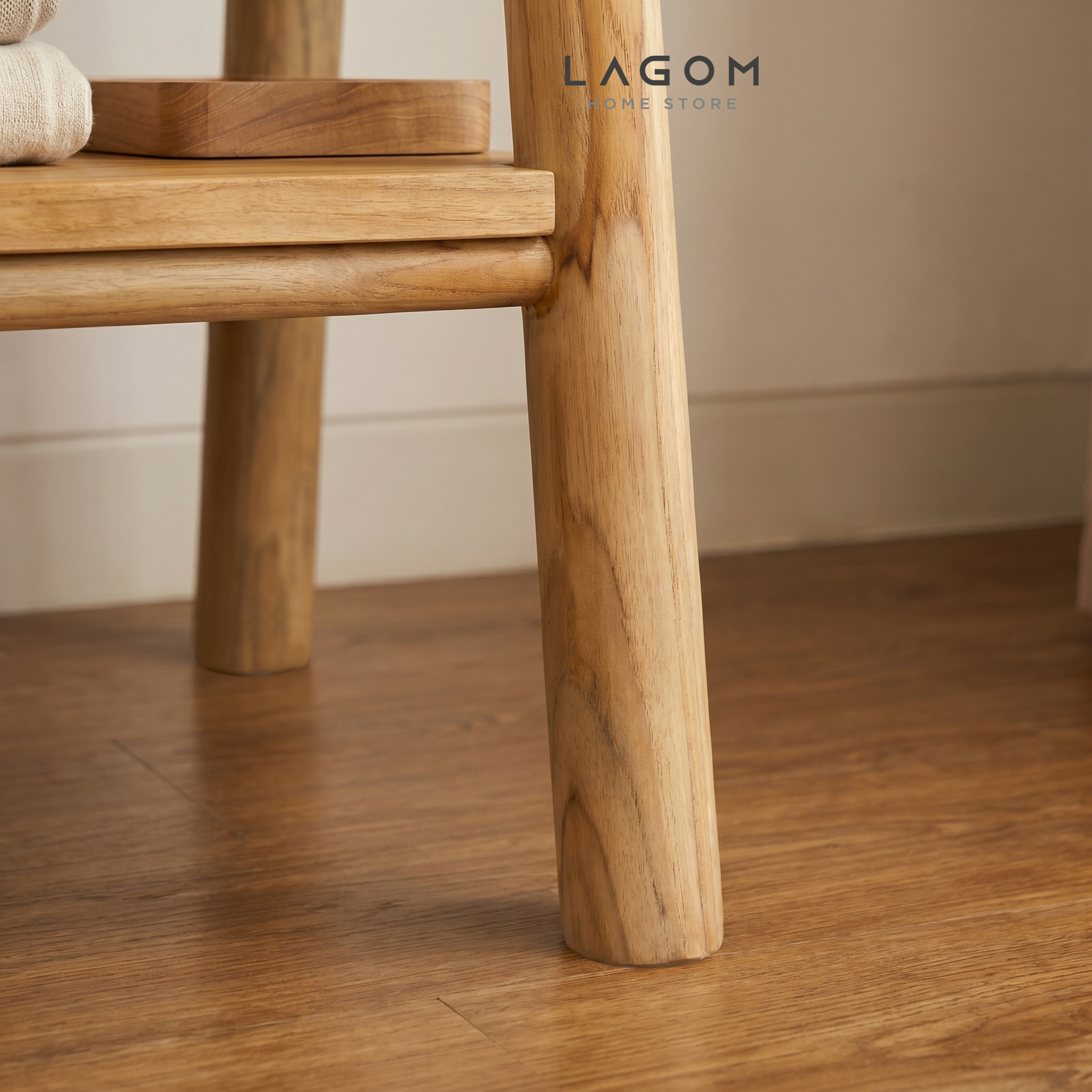 Teak Standing Coat Hanger with Two Shelves Standing Coat Hanger Lagom Home Store Jati Furnitur Teak Furniture Jakarta