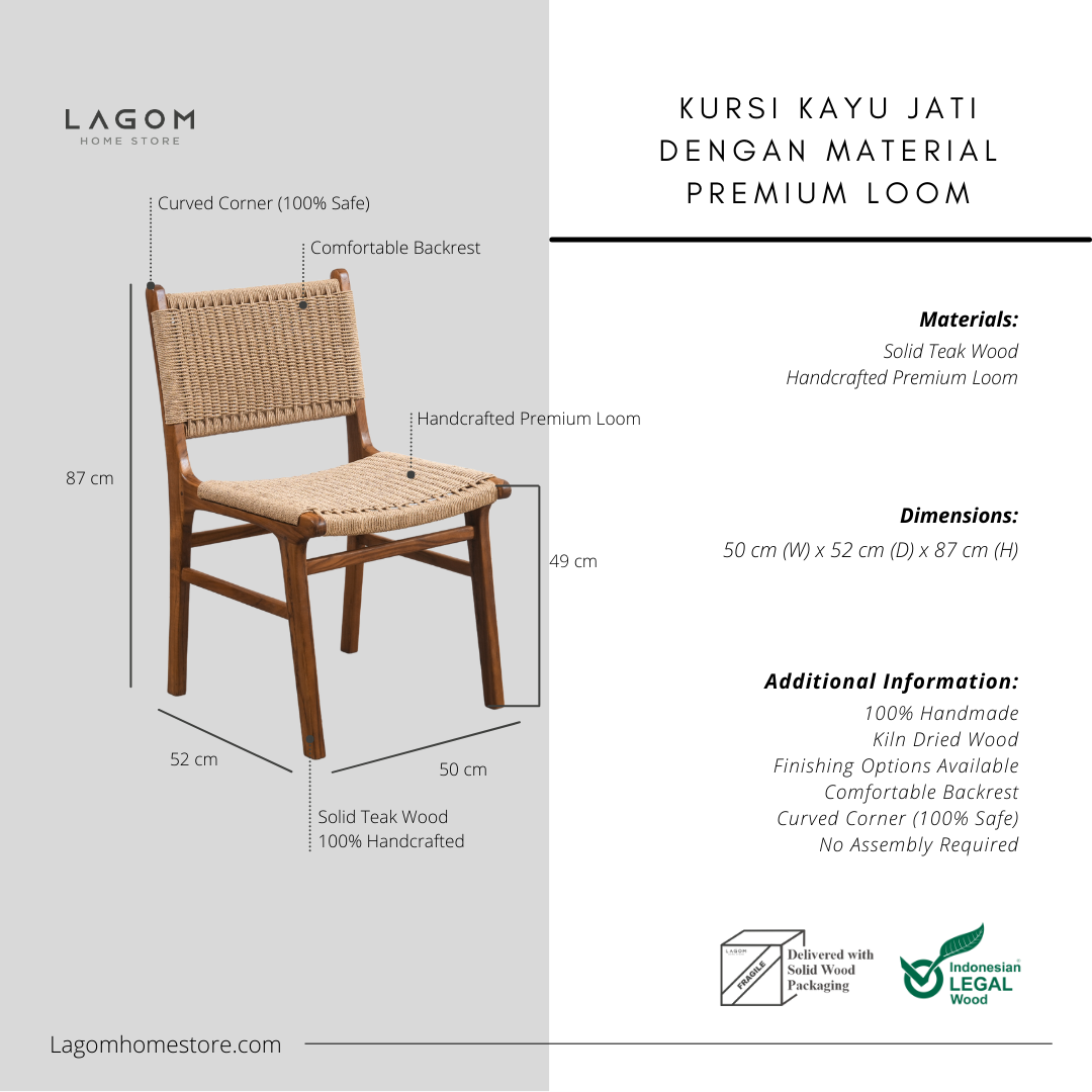 Timeless Chair in Teak Wood & Premium Loom Chair Lagom Home Store Jati Furnitur Teak Furniture Jakarta