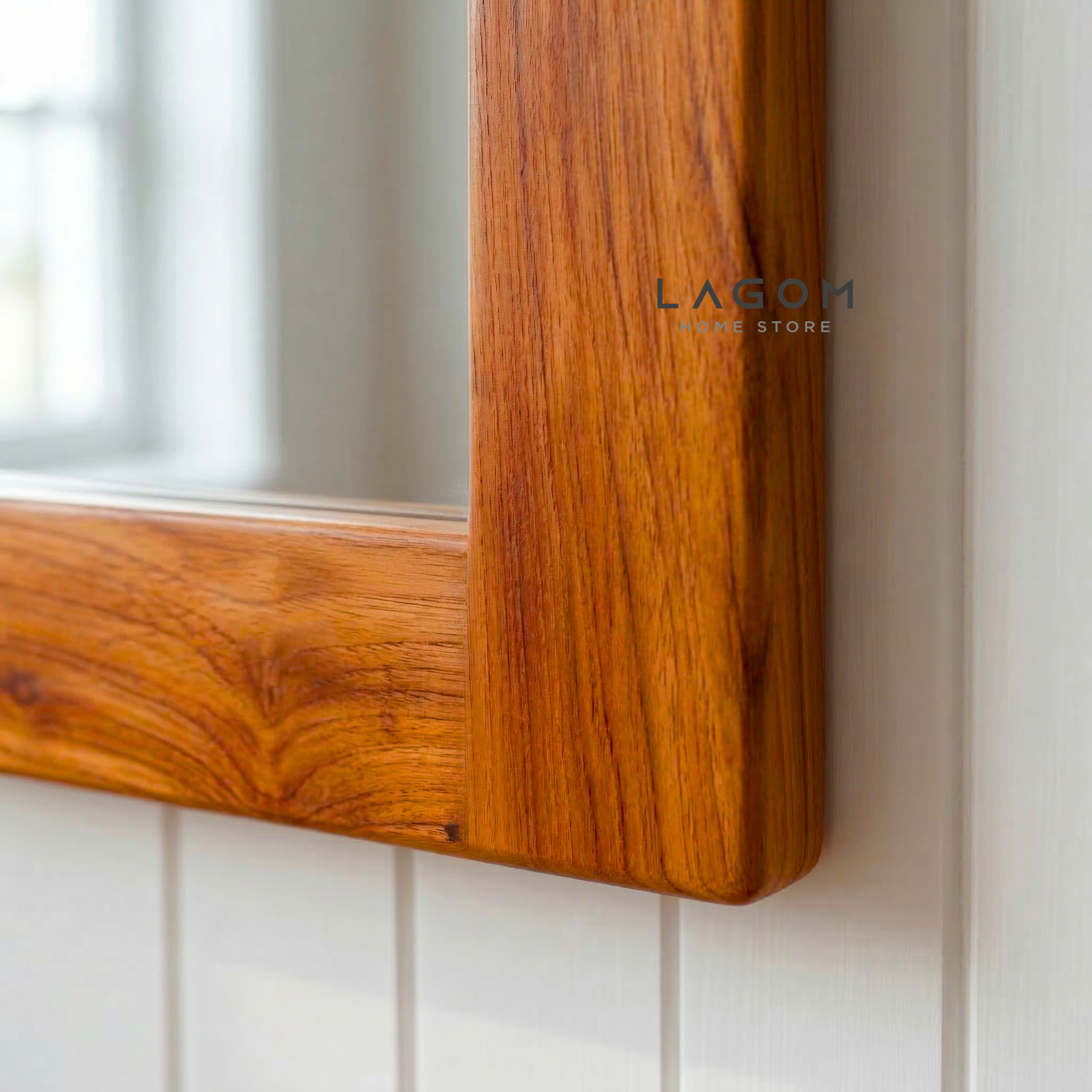 Timeless Rectangular Mirror in Teak Wood Mirror Lagom Home Store Jati Furnitur Teak Furniture Jakarta