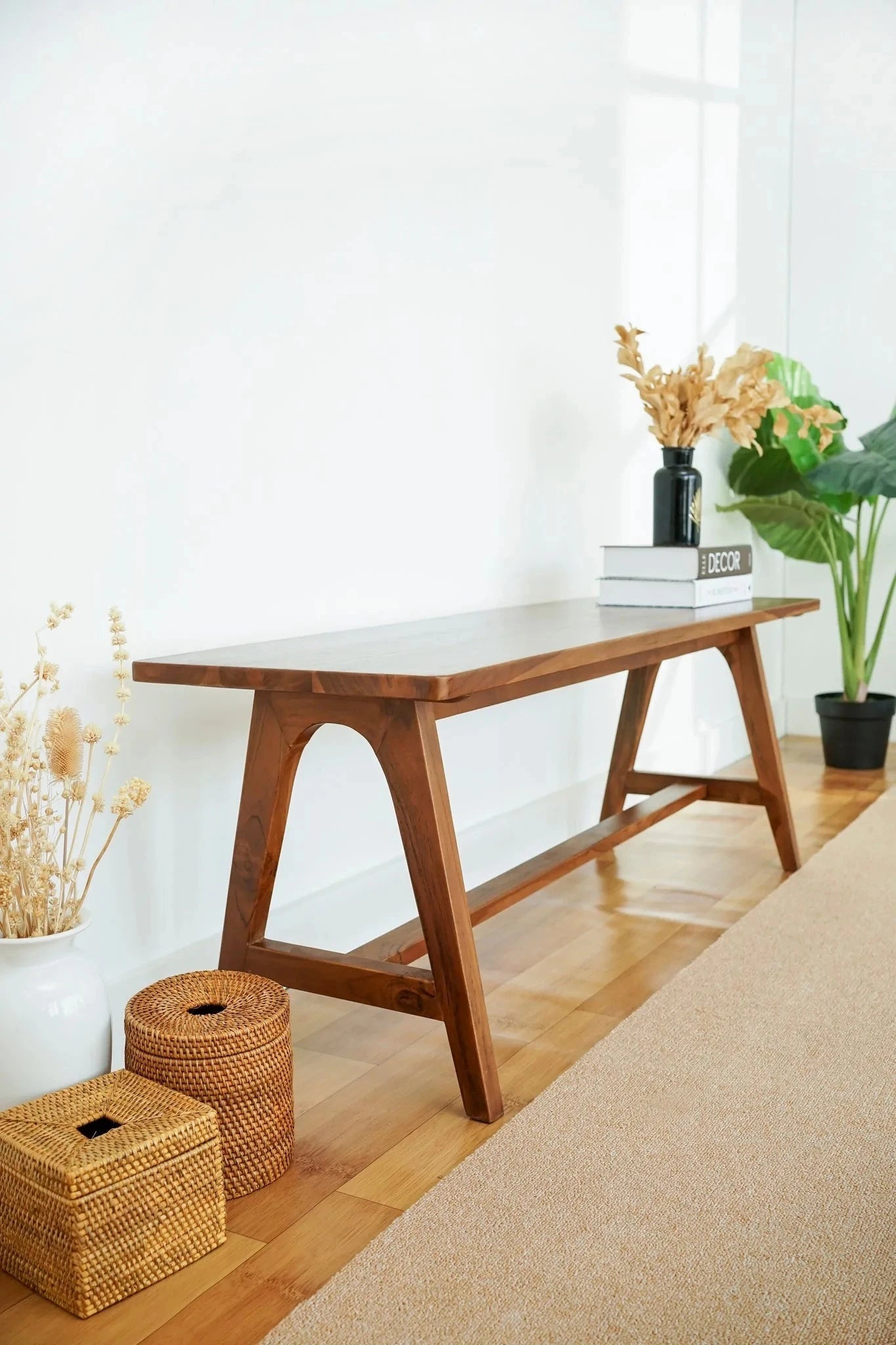 Bangku Panjang Minimalis dari Kayu Jati Bench Seat Lagom Home Store Jati Furnitur Teak Furniture Jakarta