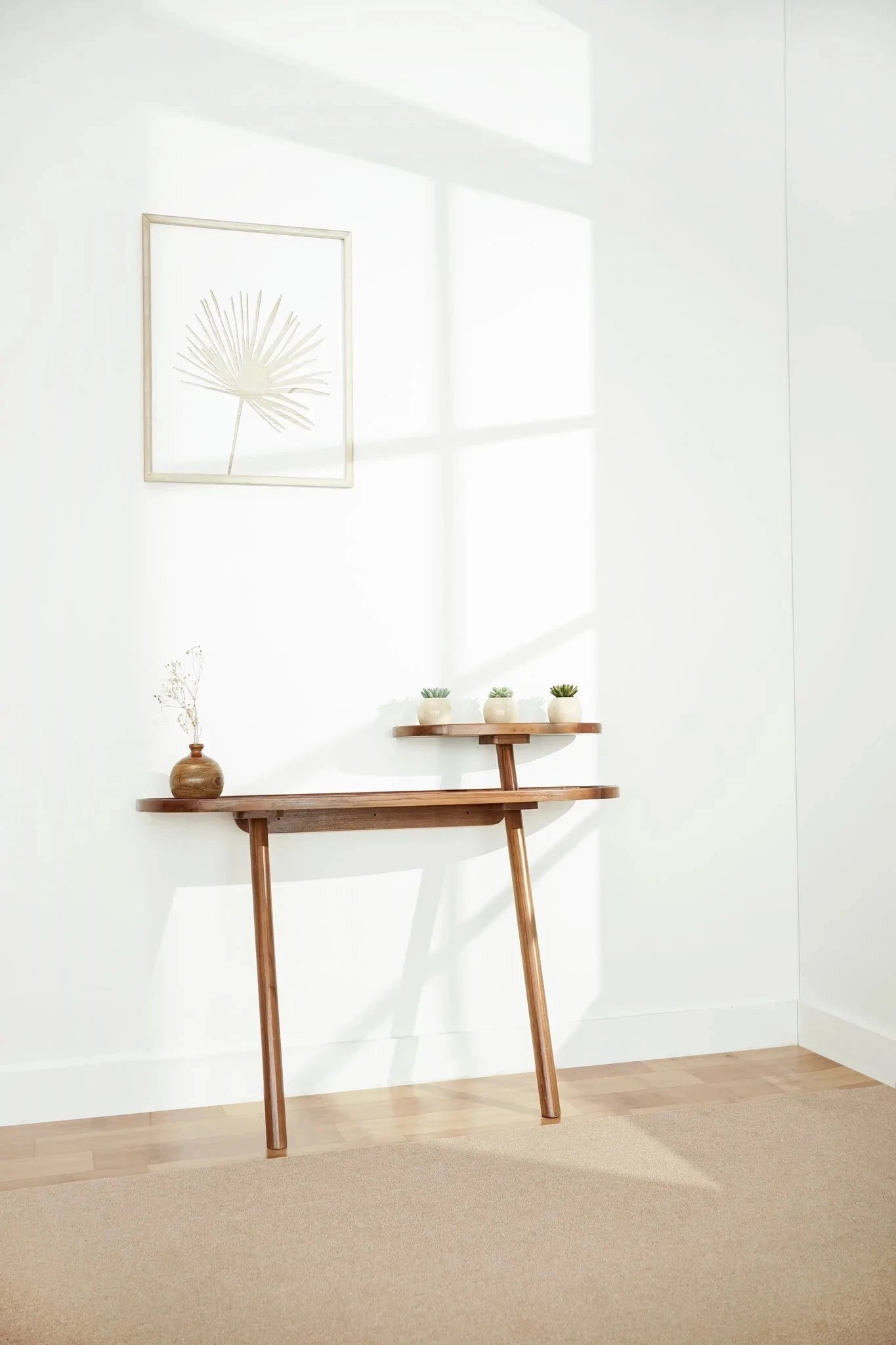 Meja Konsol Dinding Estetis Bentuk Lengkung Unik Console Table Lagom Home Store Jati Furnitur Teak Furniture Jakarta