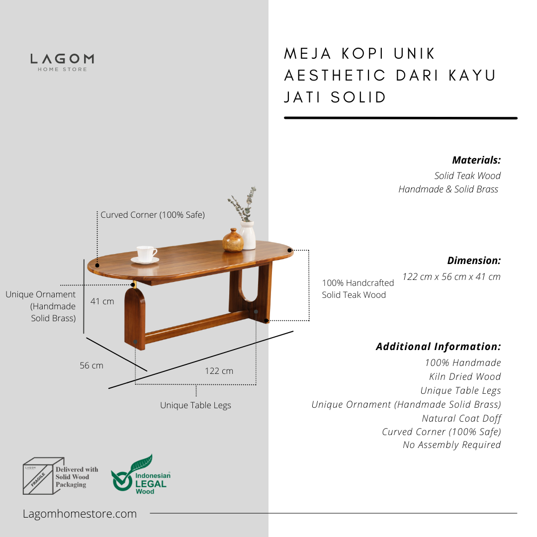 Meja Kopi Unik Aesthetic dari Kayu Jati Solid Coffee Table Lagom Home Store Jati Furnitur Teak Furniture Jakarta