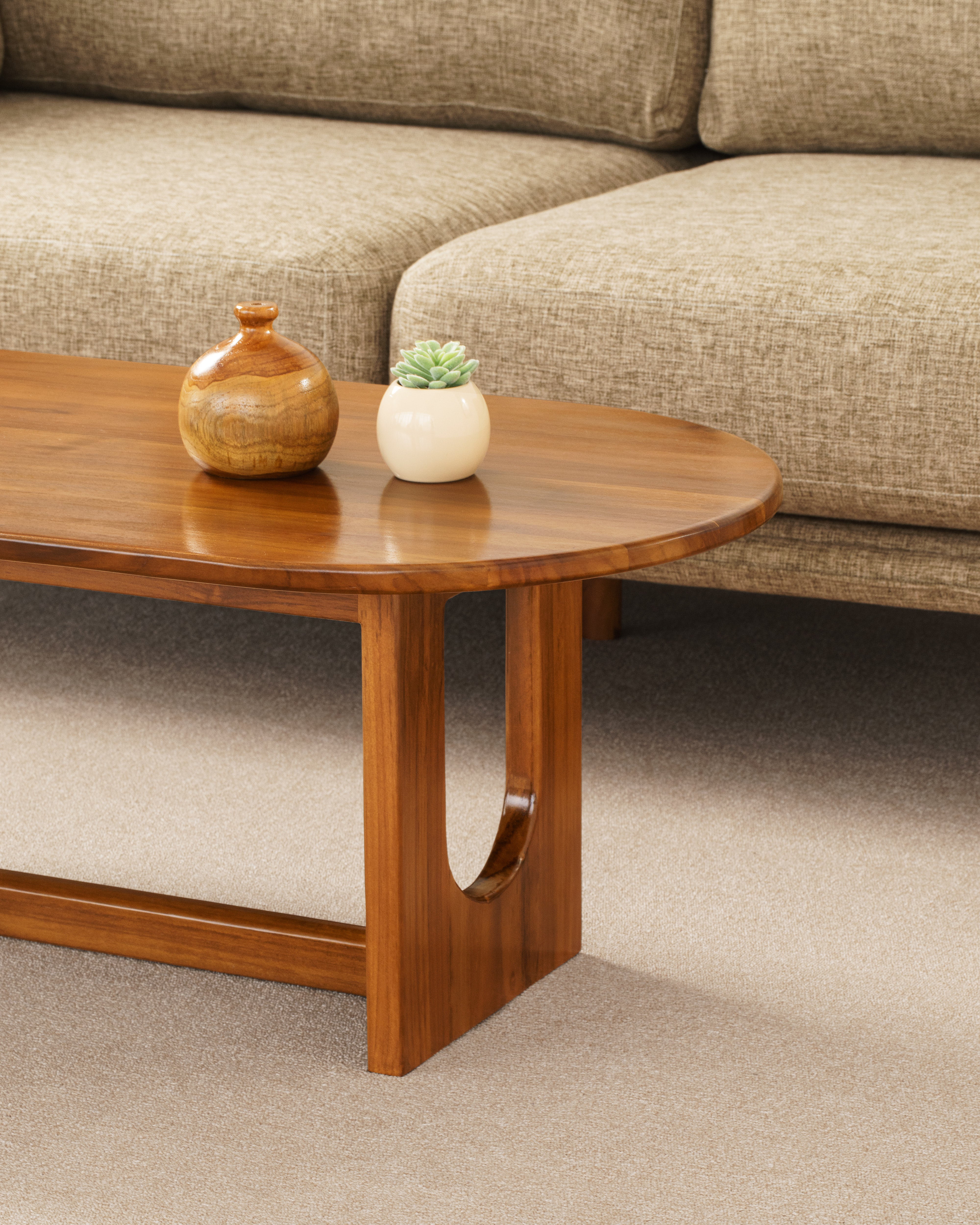 Meja Kopi Unik Aesthetic dari Kayu Jati Solid Coffee Table Lagom Home Store Jati Furnitur Teak Furniture Jakarta